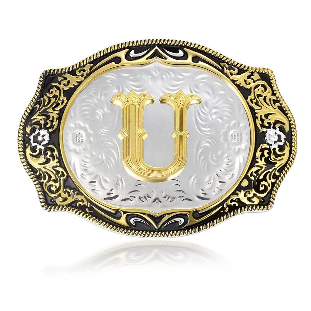 9315 Western Initial Letters Belt Buckle ABCDEFG to XYZ Golden Alphabet
